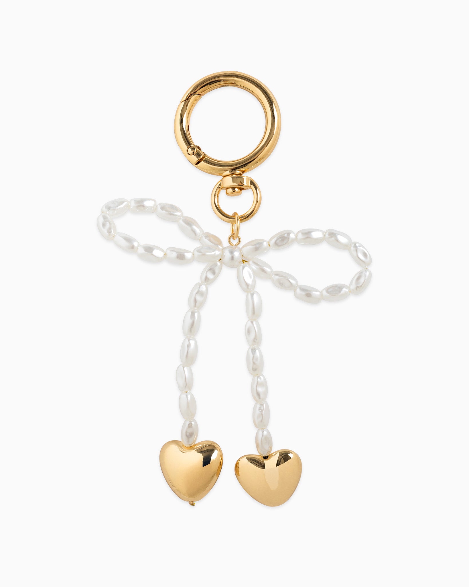Pearly Bow Drop Heart Bag Charm